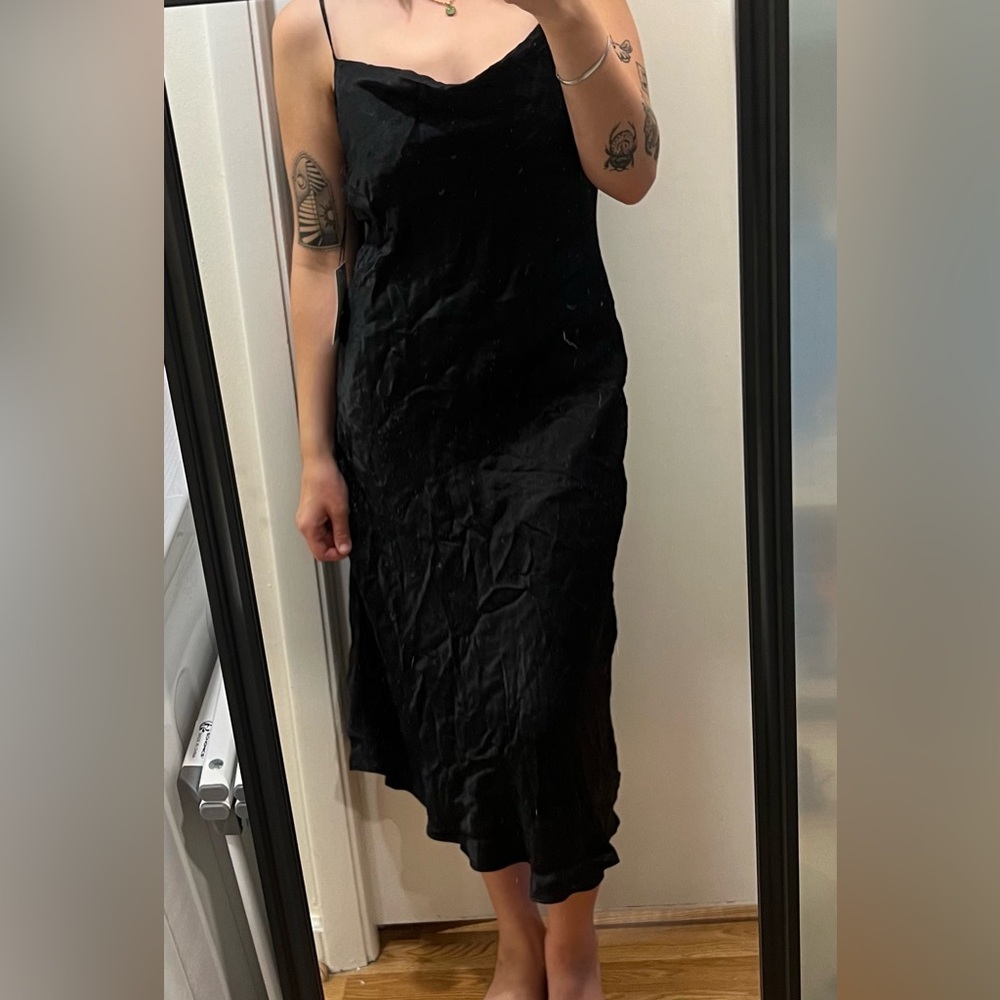 Black Midi Slip Dress